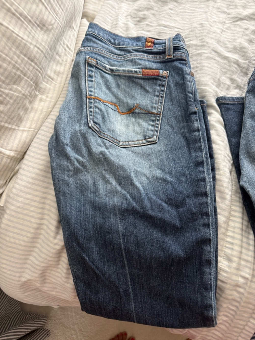 7 For All Mankind Blue Boot Cut Jeans - Picture 4 of 5